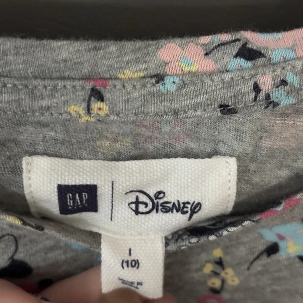 Gap Kids Disney Minnie Mouse Floral Peplum Top Girls Size 10 Shirt Gray Floral‎